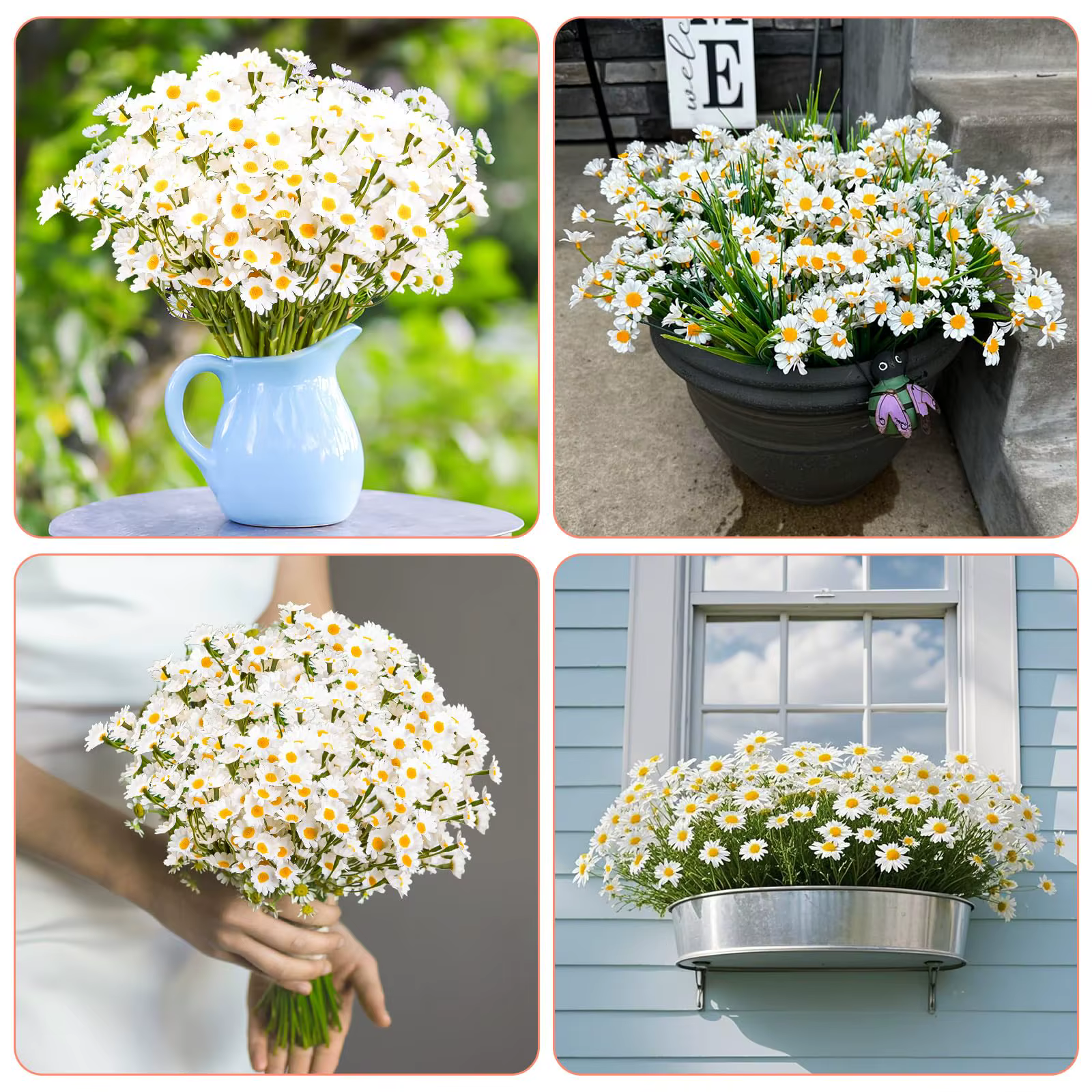 12-48 pièces de fleurs artificielles en forme de marguerite