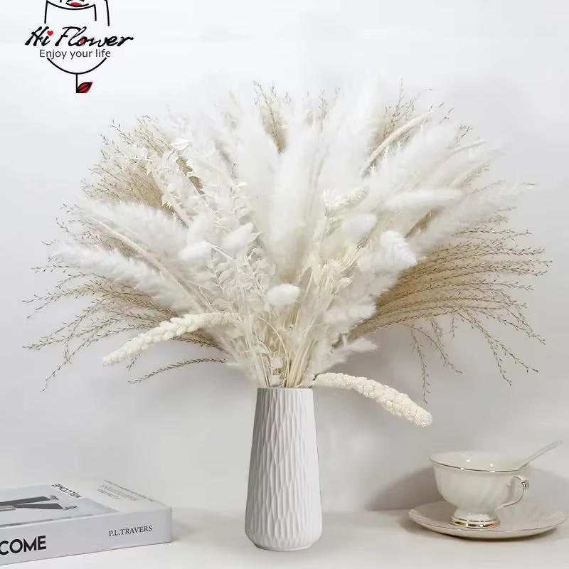 Bouquet de Fleurs vaccées en Queue de Lapin pour Décoration de Table