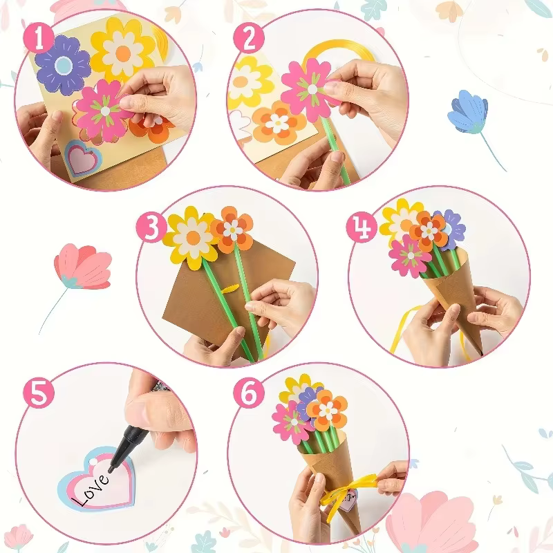 24 pièces de bouquets de fleurs artisanaux pour la Fête des Mères