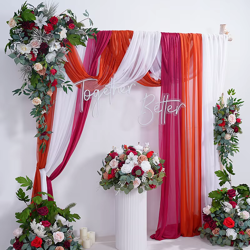 Série de noël Rose verdure accrocher fleur rangée mariage toile de fond cadre décoration Arrangement Floral événement fête fournitures H866215