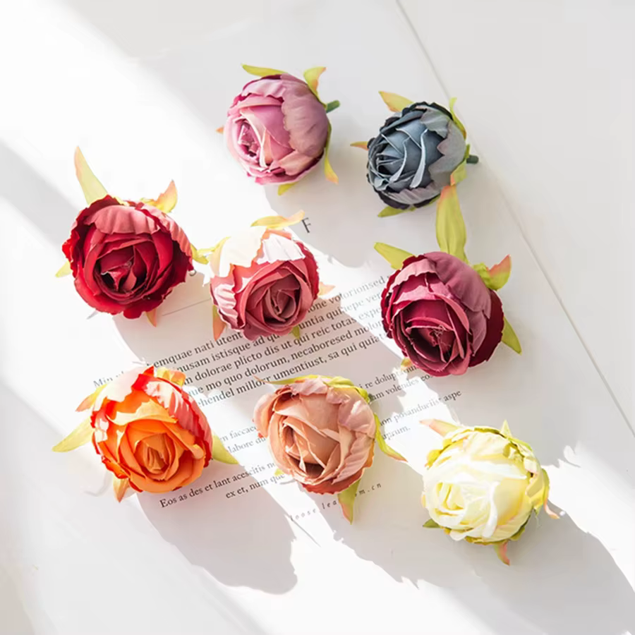 Fleurs artificielles bourgeons de thé pour mariage décoratif festival couronnes décorations pour la maison bricolage cadeaux boîte artisanat soie Rose accessoires