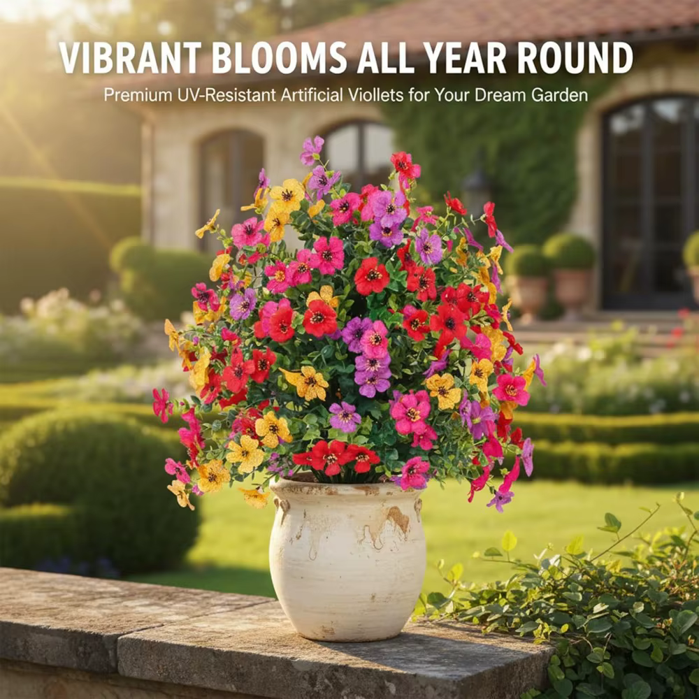 Fleurs artificielles de pétunias avec piquet de fixation