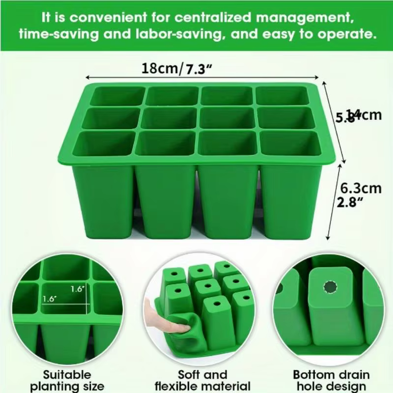 1 plateau de germination en silicone réutilisable pour la culture de semis et la pépinière
