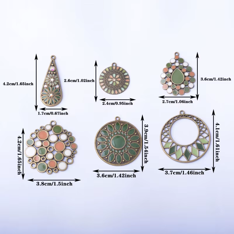 Ensemble de pendentifs bohème vert olive