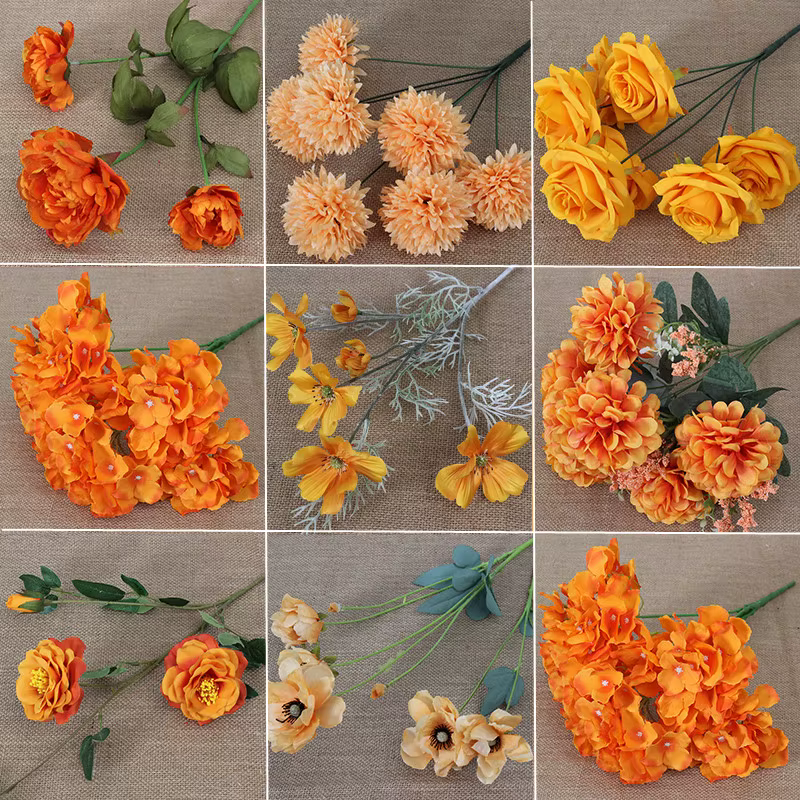 Matériel de fleurs de simulation de série orange