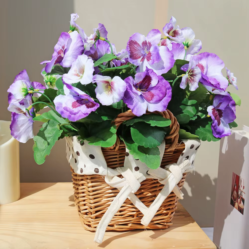 1 pièce de fleurs artificielles de primula de 10 pouces avec papillon en soie