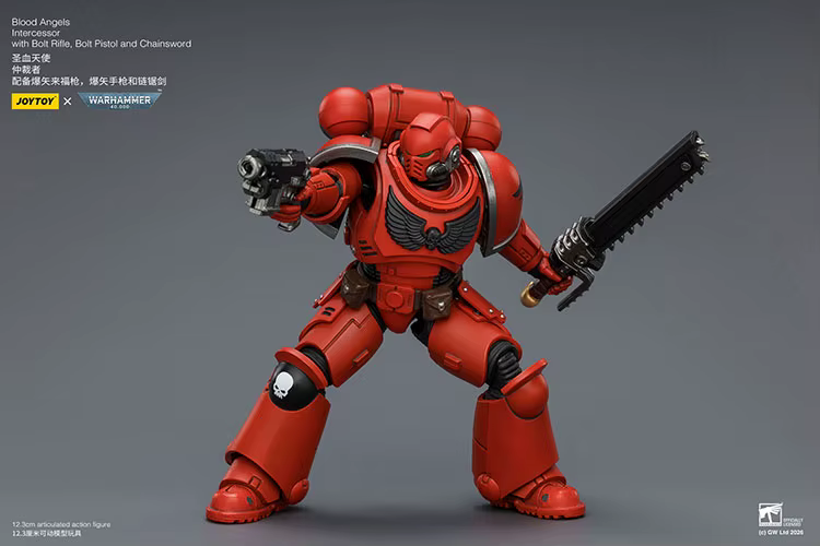【Accessoires】Figurine d'action JOYTOY Warhammer 1/18 Blood Angels Intercessor avec fusil à clous, pistolet à clous et épée à chaînes, modèle de jouet