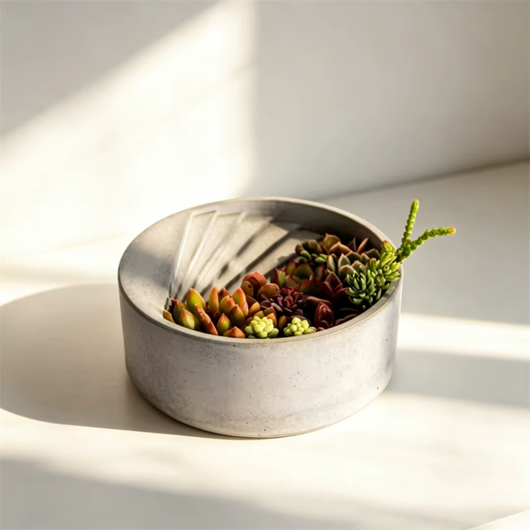 Moule en silicone pour pot de succulentes hexagonal rond en béton, pot de fleurs en ciment, pot à pierre aromatique en plâtre, décoration d'intérieur en plâtre
