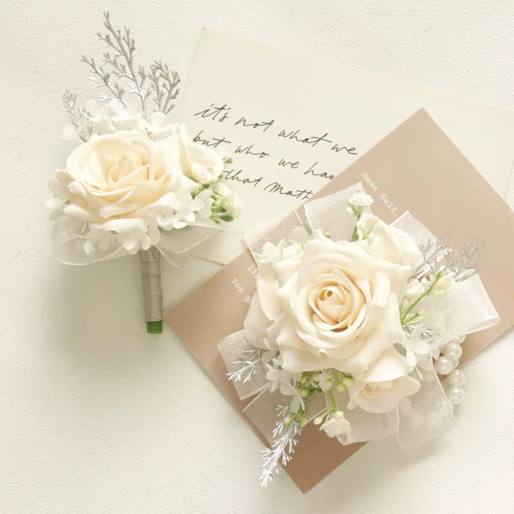 Corsages de fleurs artificielles Champagne