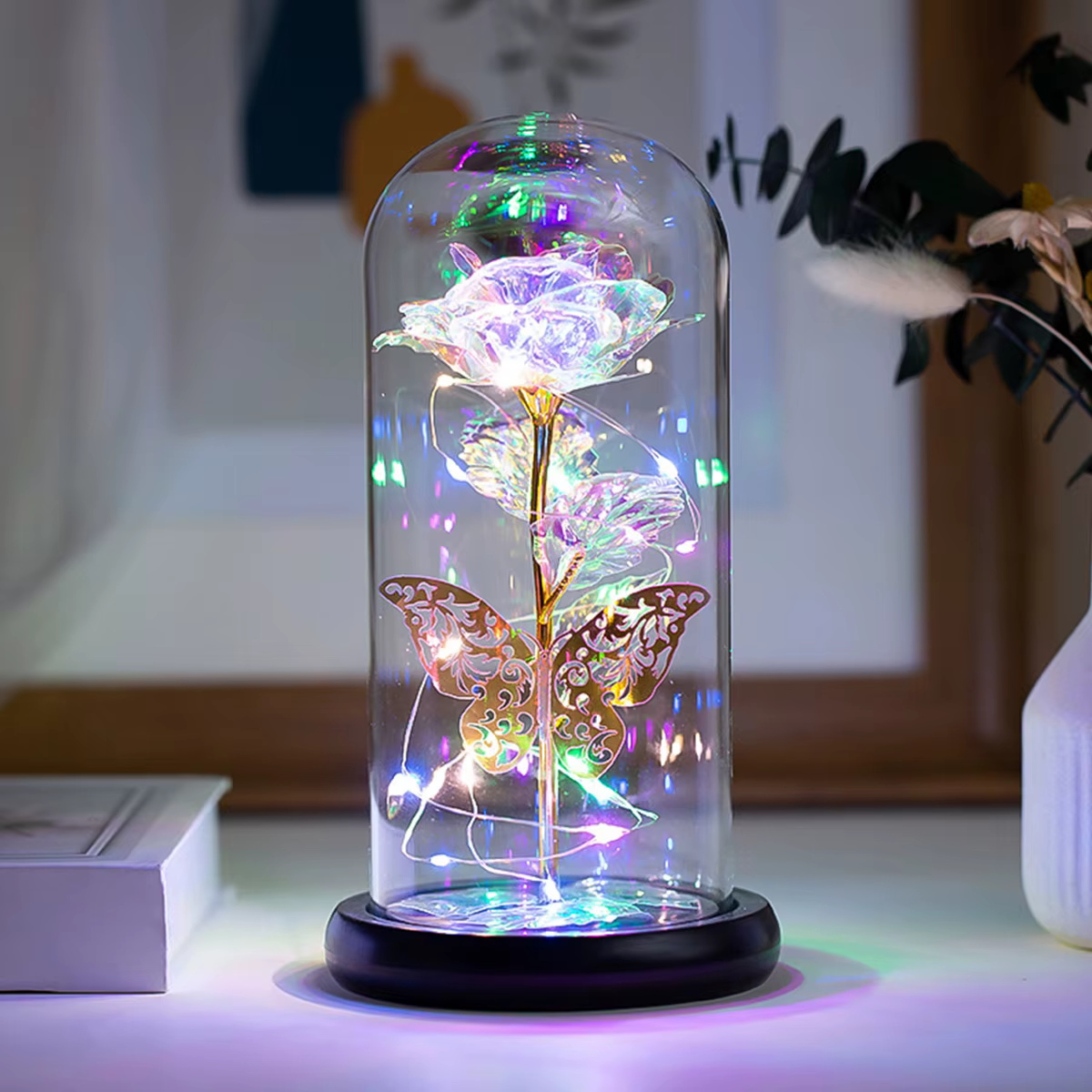 Rose lumineuse artificielle galaxie