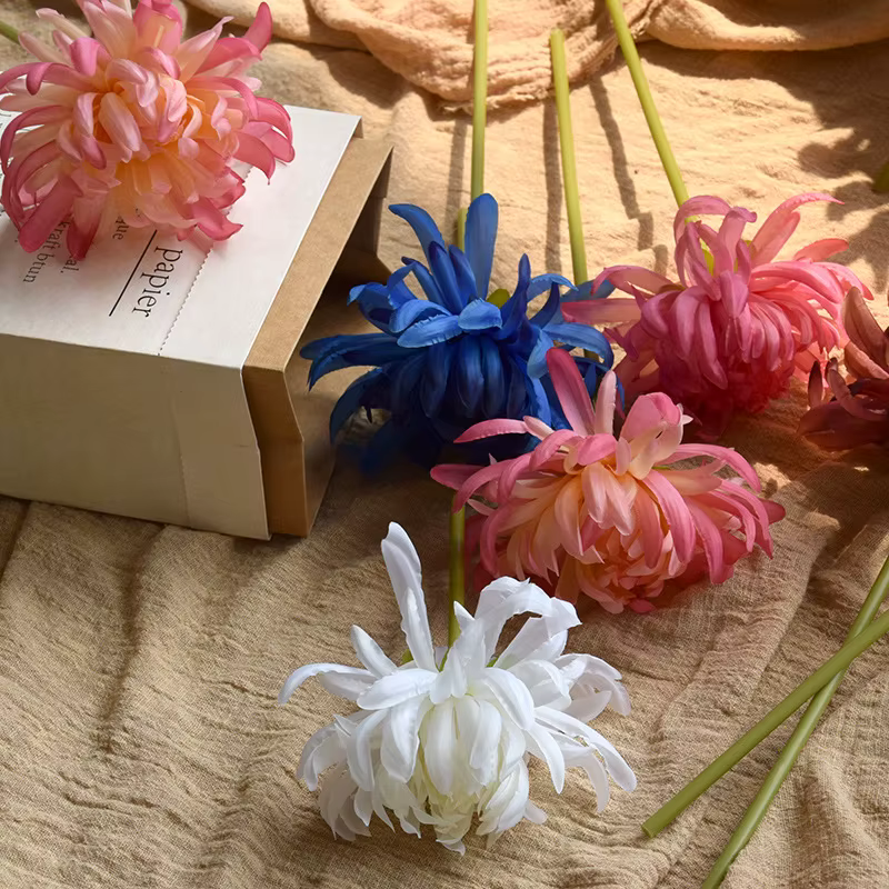 15/20 pièces de chrysanthèmes roses artificiels en forme de griffe de crabe pour mariage