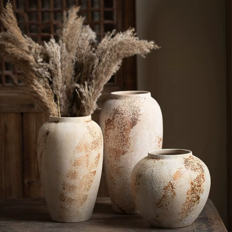 Vase en céramique hydroponique de style Wabi-Sabi