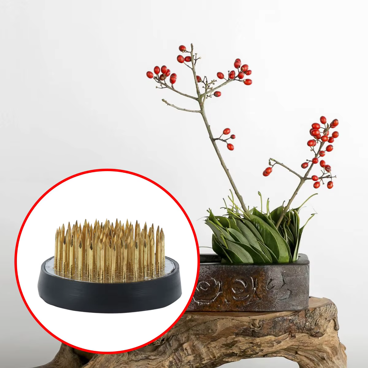 Fleur en cuivre de Kenzan Ikebana, porte-fleur japonais, épingle florale