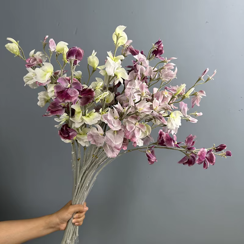 10 pièces de fausses fleurs de pois parfumées à toucher réel