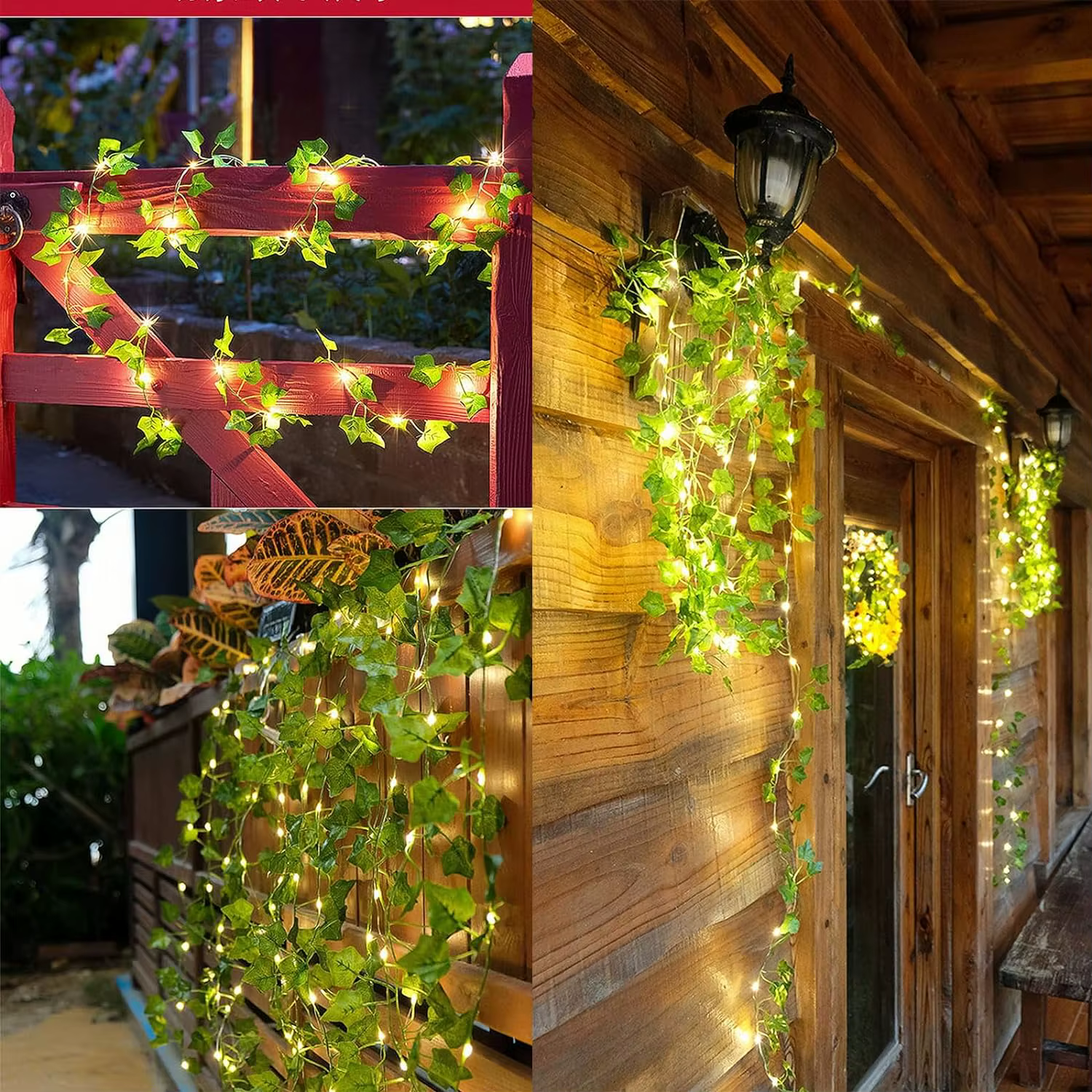 Guirlande lumineuse à feuilles vertes de 2M