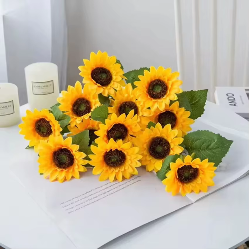 Fleur artificielle Tournesols Maison Jardin Table Décoration Étamine De Mariage Bouque Festival Faux Gerbera Salon Chambre Scène
