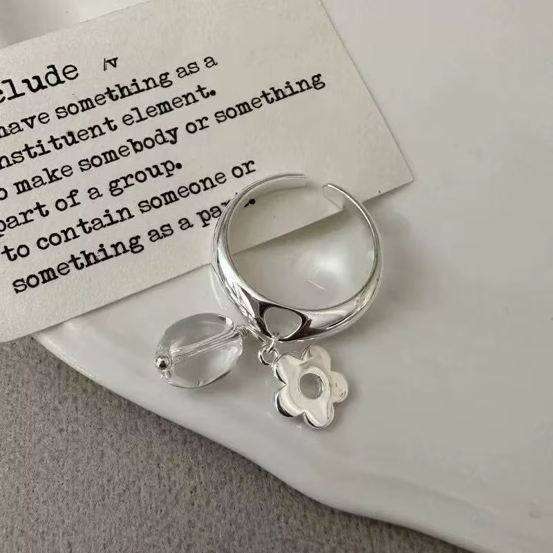 Bague fleur en argent Sterling 925, breloque de personnalité, Style mignon pour femmes, cadeau de fête d'anniversaire pour amis, bijoux exquis, nouvelle collection