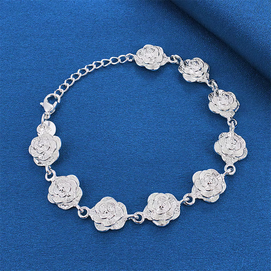 Bracelet luxueux en argent sterling 925 de 8 pouces pour femmes, accessoires de bijoux pour mariage et fête