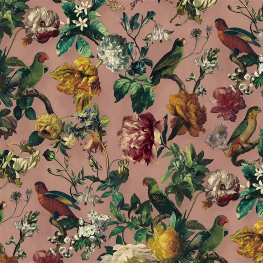Papier peint personnalisé en forme d'oiseau et de fleur rurale