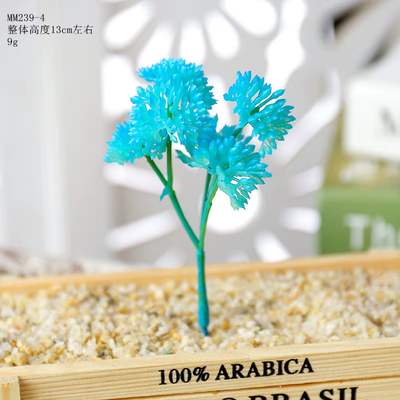 Plantes succulentes artificielles bleues
