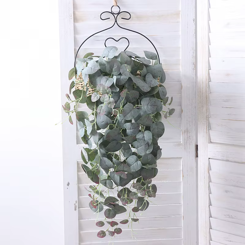 Plante artificielle d'eucalyptus en soie et rotin
