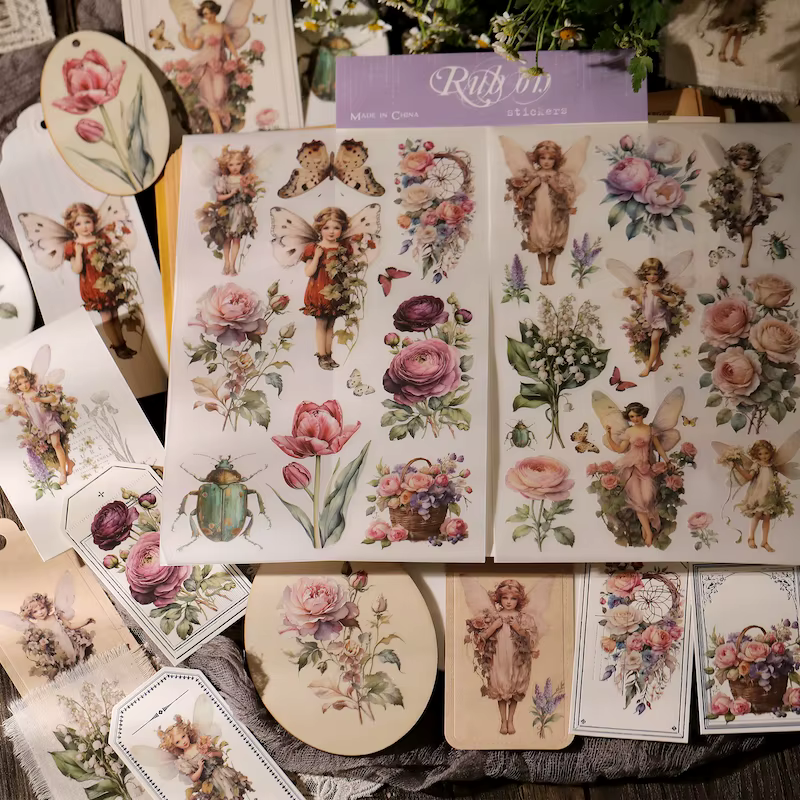 Autocollant esthétique transfert fleur rose pour scrapbooking