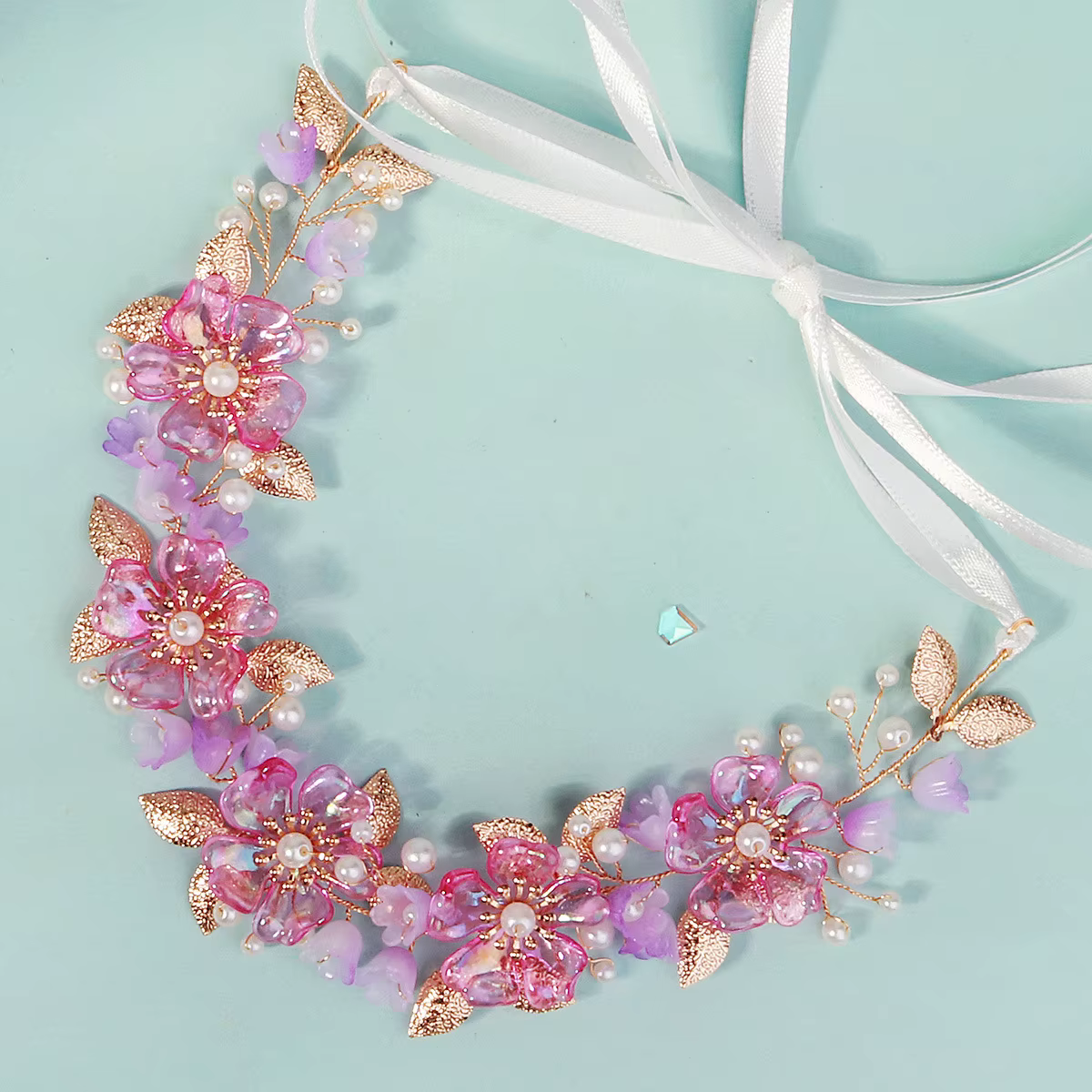 Couronne de fleurs pour la tête, accessoires de coiffure en fausses fleurs, couronne de fleurs pour fête, couronne florale pour fête