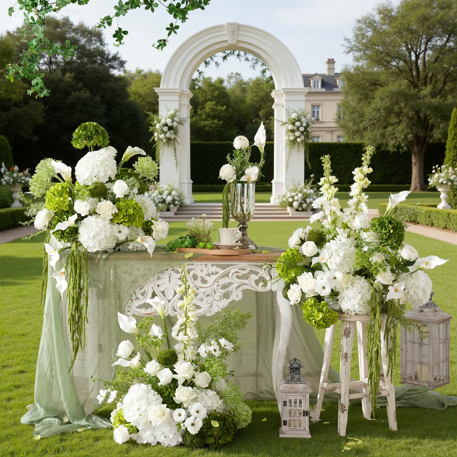 H9112 Hortensia Blanc Suspendu