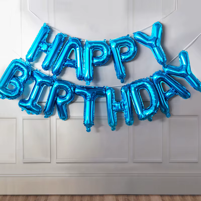 Ballons de décoration joyeux anniversaire, rose, bleu, noir, or, rouge, ensemble de ballons en aluminium avec lettres colorées, fournitures de bannière de décoration pour fête d'anniversaire