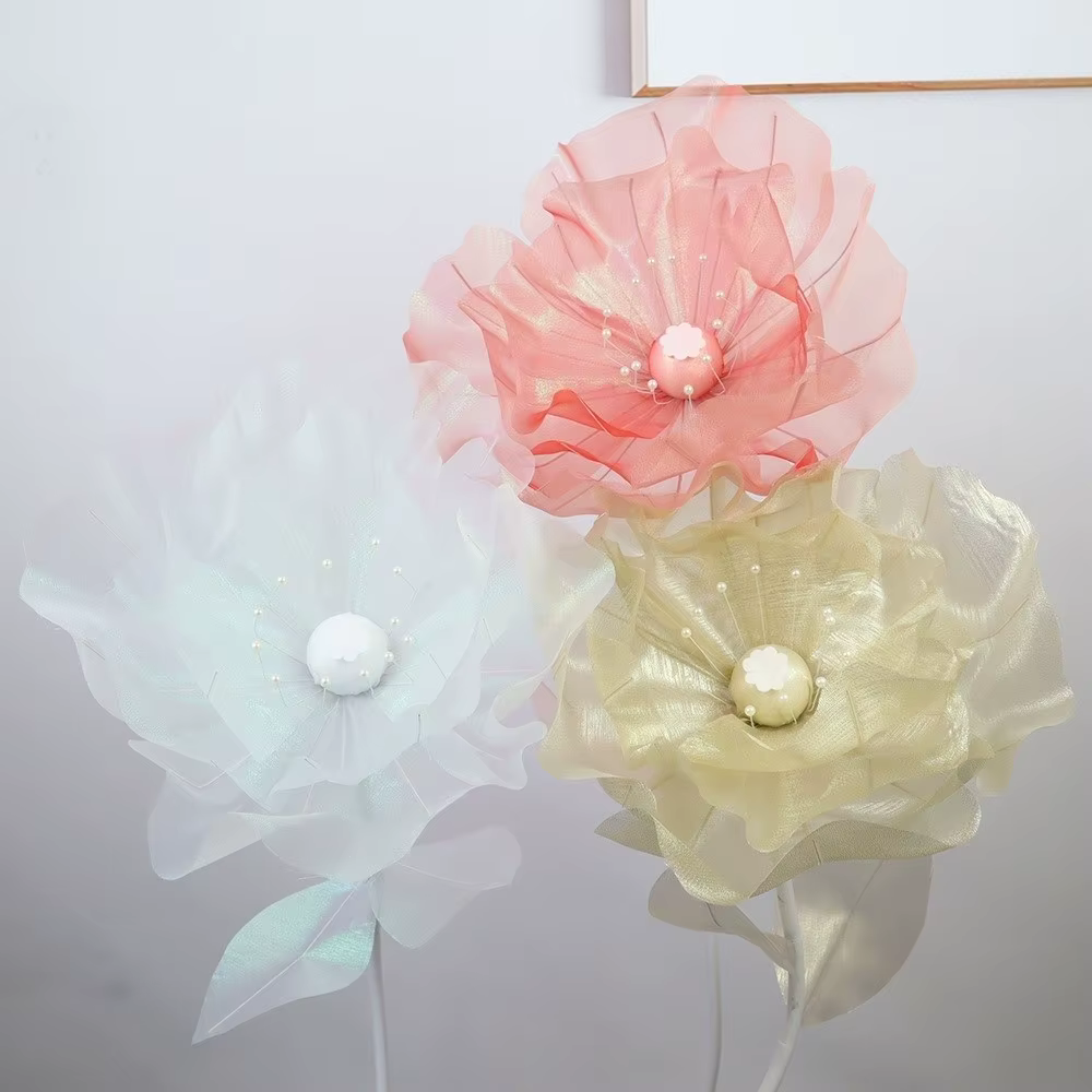 Fleur artificielle en gaze 3D de 50 cm