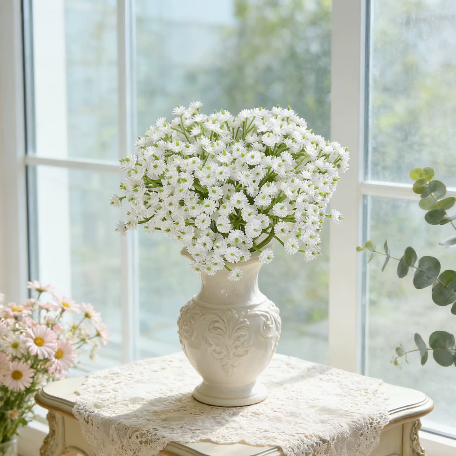 Fleurs Artificielles Gypsophile Couronne de Mariage Décoration Maison Table Extérieur Jardin Cour Bouquet de Mariée Multiples Idées Cadeaux DIY