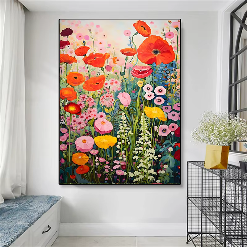 Toile de peinture de fleurs abstraites