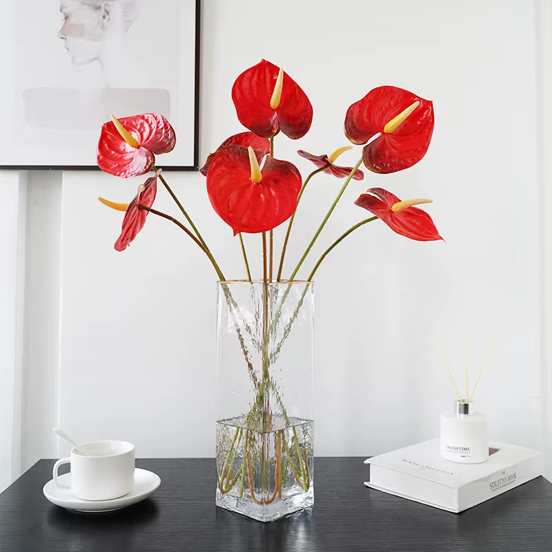 Bouquets de fleurs d' Anthurium artificielles en PU