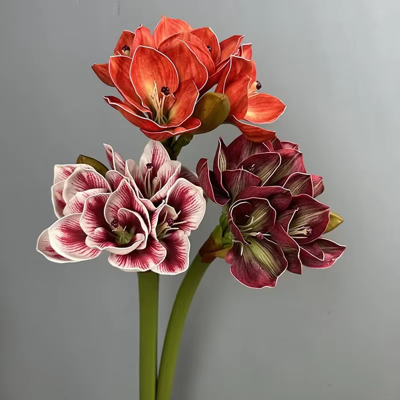 Table à manger fleurs artificielles décoratives Orange Clivias fausse fleur décoration d'hôtel vraie touche Simulation branche de Clivia