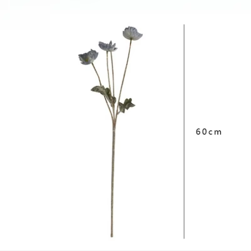 Fleur artificielle pavot floqué de 60 cm pour centre de table
