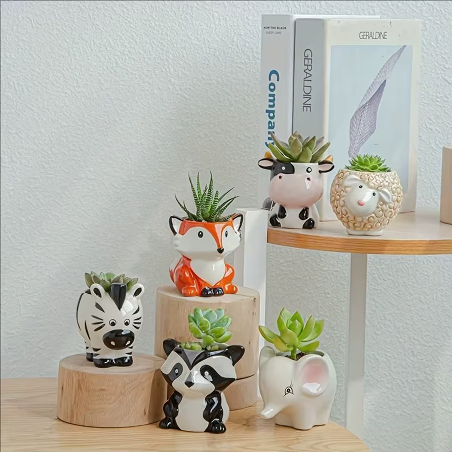 1 pot à plantes en céramique à thème animalier mignon