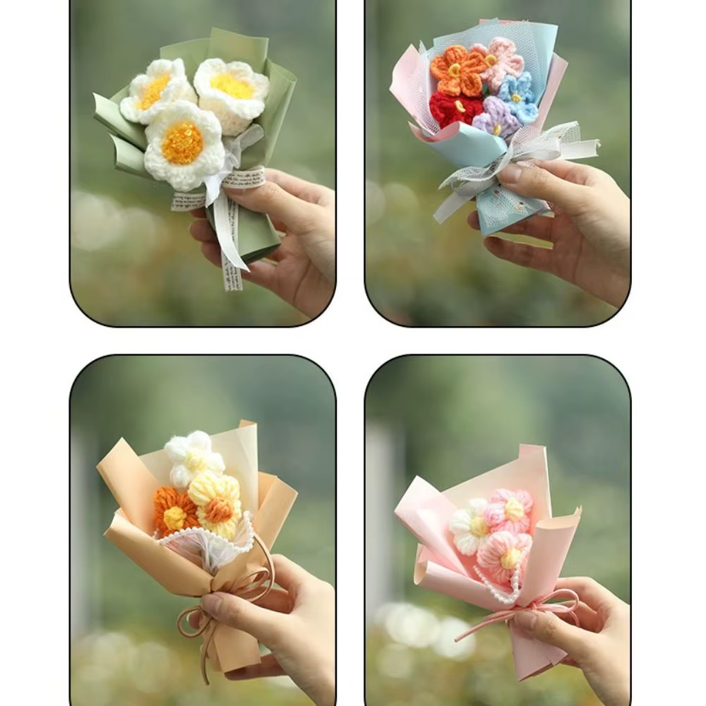 Bouquet de fleurs artificielles au crochet
