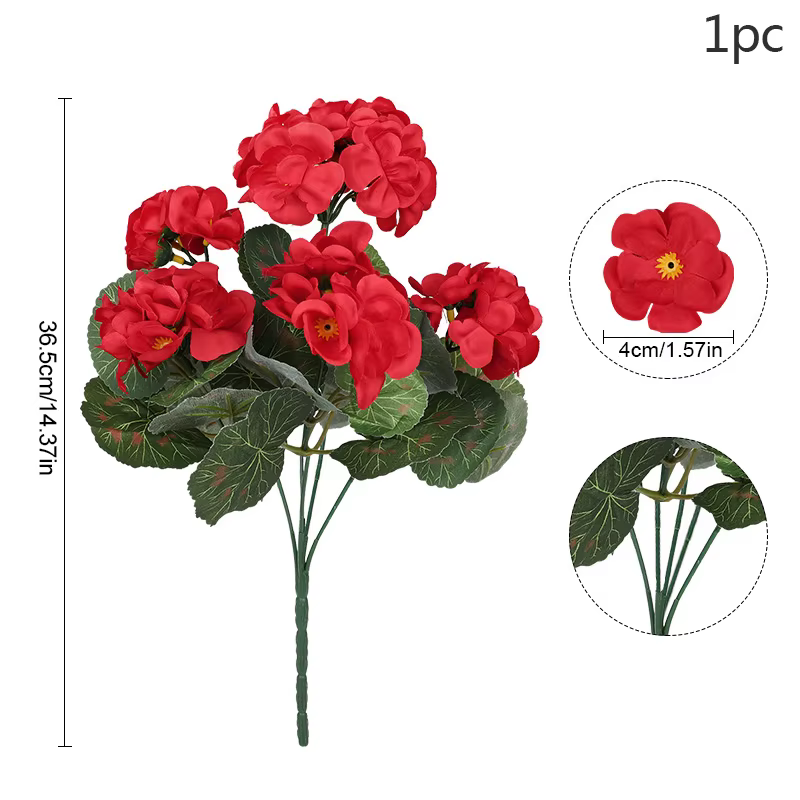 Fleur de géranium artificielle en soie