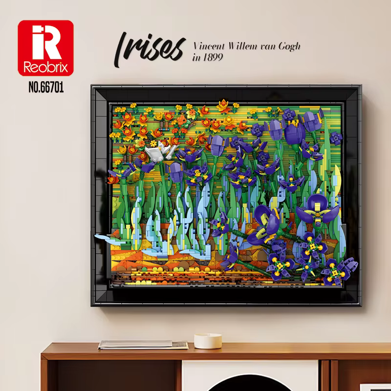 3480 pièces Blocs de construction Fleur d'iris Modèle de bouquet de fleurs 3D stéréoscopique Ornement de bureau Décoration murale Jouet cadeau de vacances pour adultes