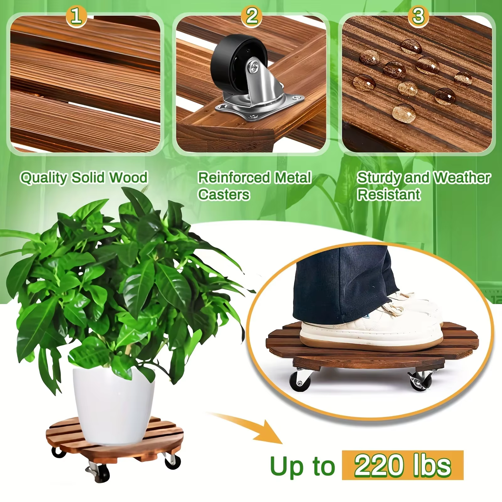 Support de plante sur roulettes