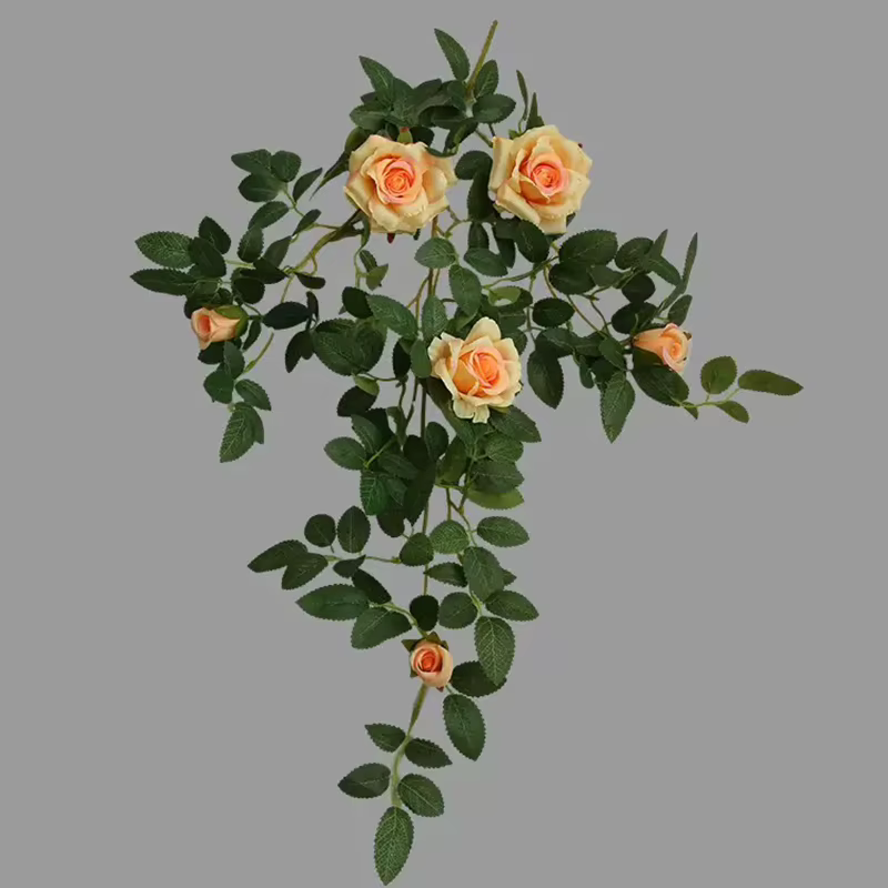 Plante verte artificielle de vigne de roses en rotin