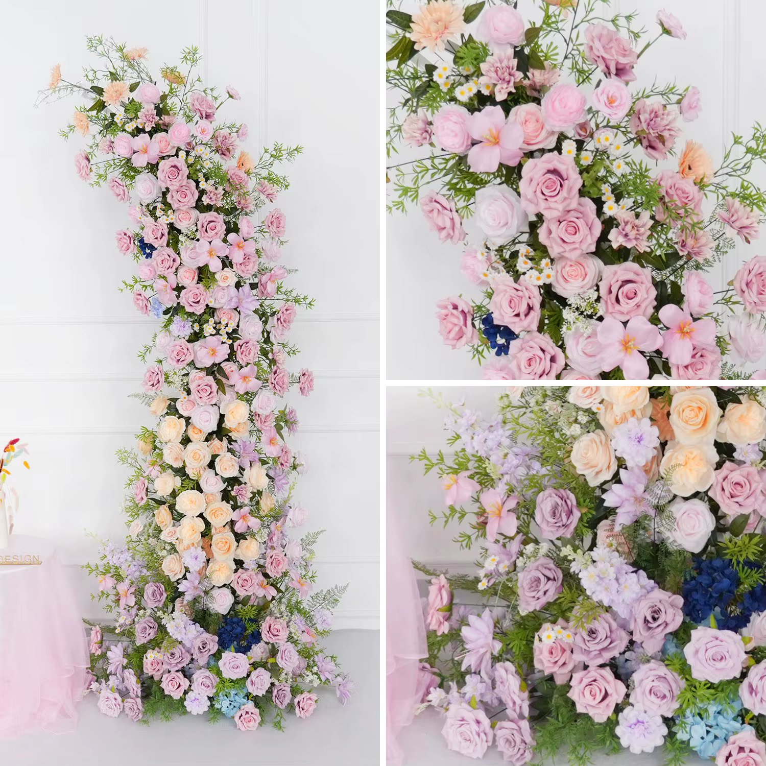 Arche de fleurs artificielles Uflower rose et violette pour mariage