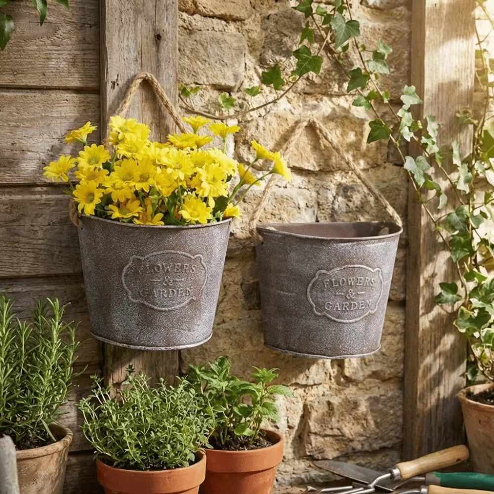 Jardinière murale vintage en métal