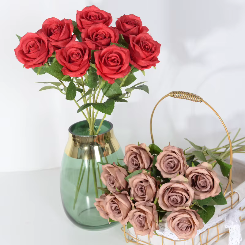 Roses artificielles en soie