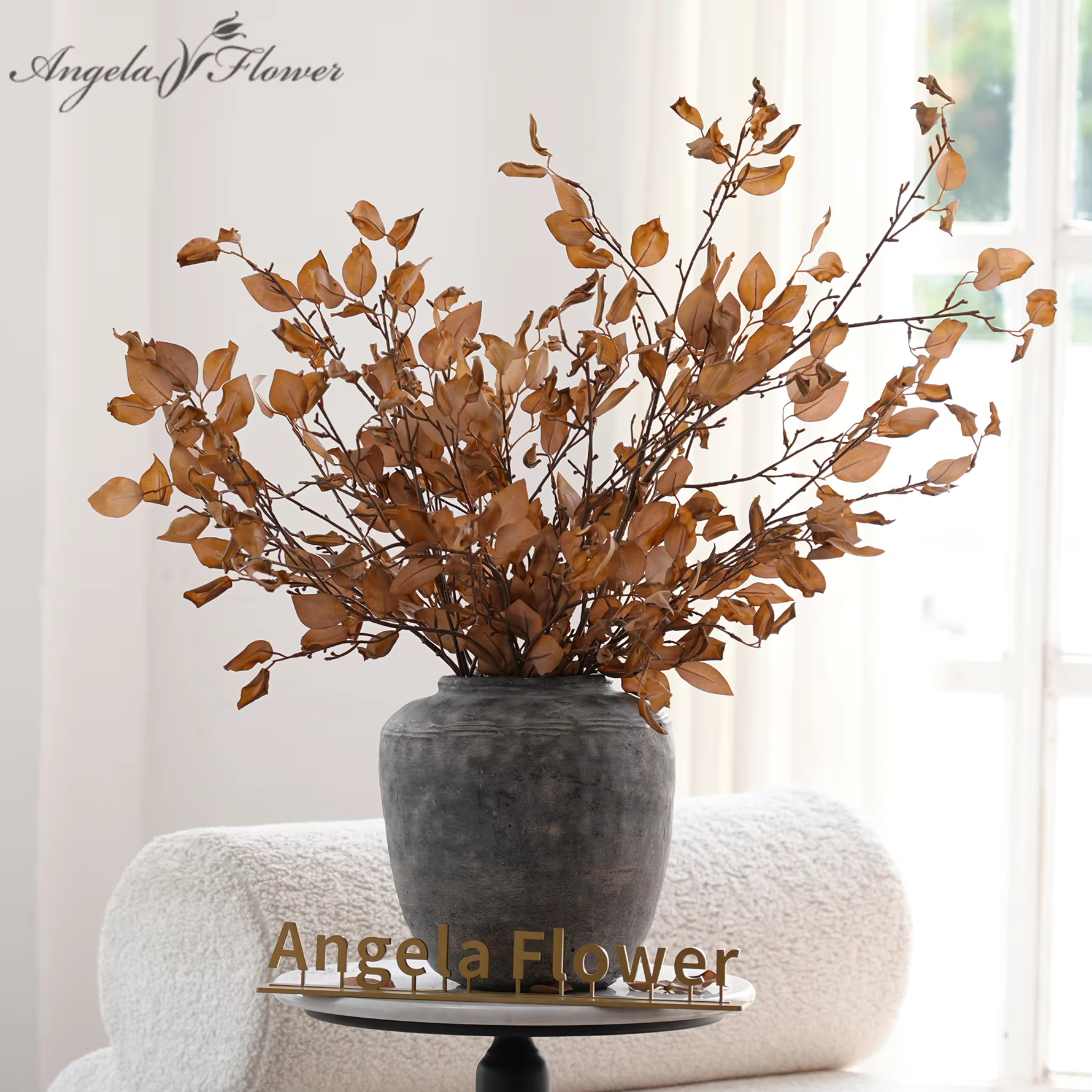A2024 feuilles jaunes de gingembre branche de plante artificielle maison chambre Vase décor de Table matériel d'arrangement de fleurs de mariage accessoires de tir
