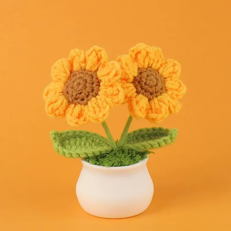 Jolies fleurs artificielles en crochet en forme de tournesol