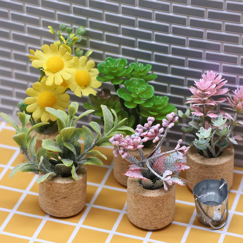 Maison de poupée 1:12, Simulation de plante florale en pot