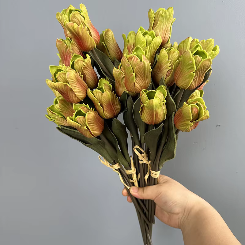 6 pièces de tulipes artificielles roses Morandi pour mariage