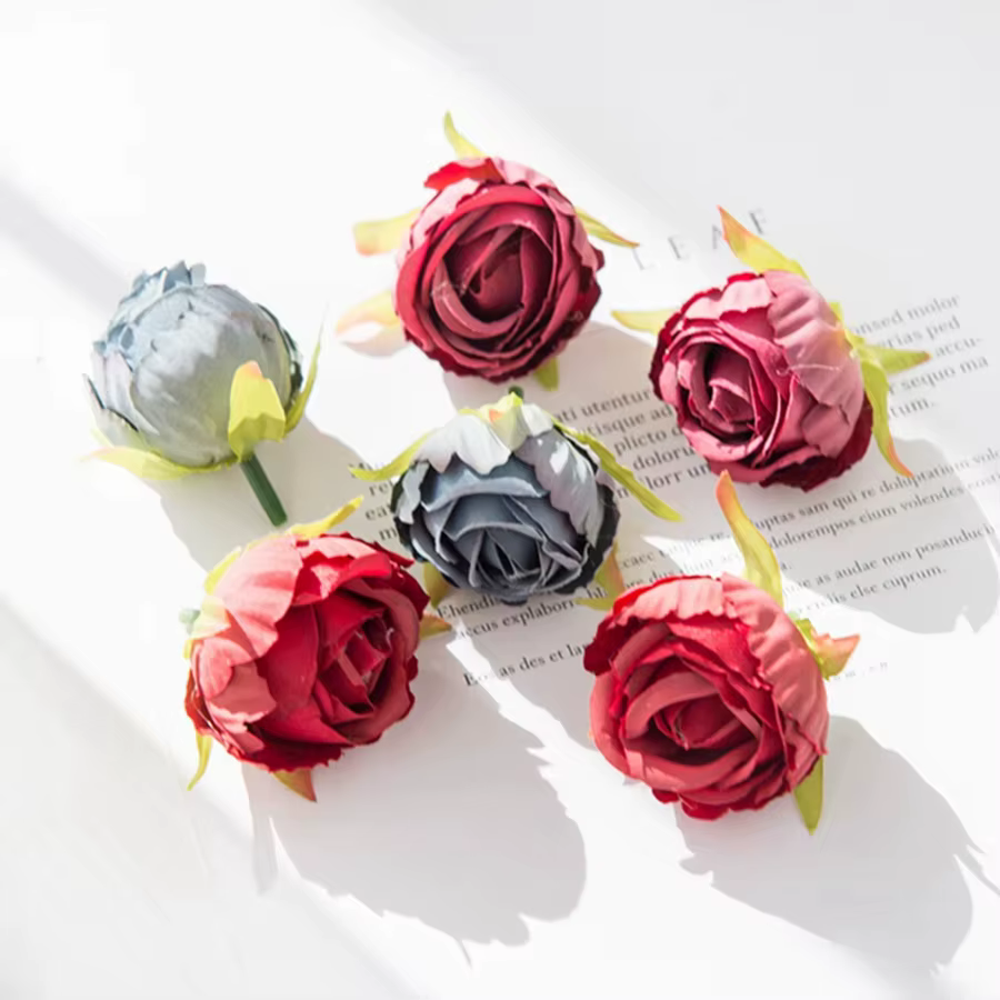 Fleurs artificielles bourgeons de thé pour mariage décoratif festival couronnes décorations pour la maison bricolage cadeaux boîte artisanat soie Rose accessoires