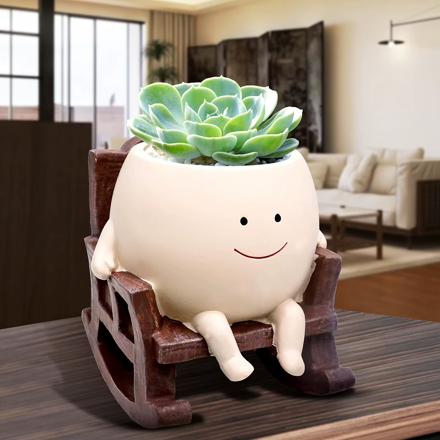Mini pot de fleur en résine pour chaise à bascule